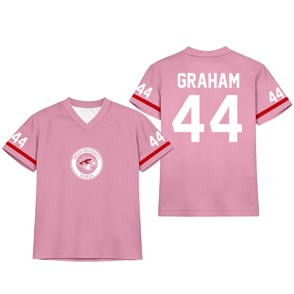 Women's V Neck Fashion Jersey Style Sport Top Short Sleeve Casual Loose Fit Pullover with Printed Number and Logo Design