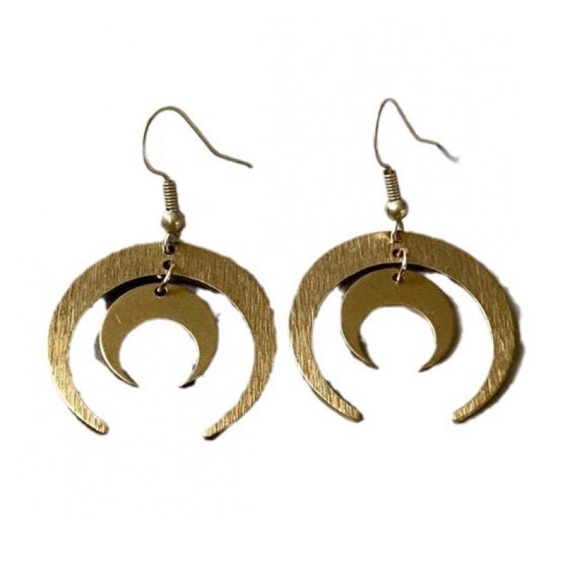 Bohemian Celestial Gold Moon Earrings