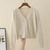 Autunno Csual Maglione cardigan lavorato a maglia con scollo a V Donna Inverno Moda Crop Maglioni Giacca manica lunga Cardigan casual Top 29761