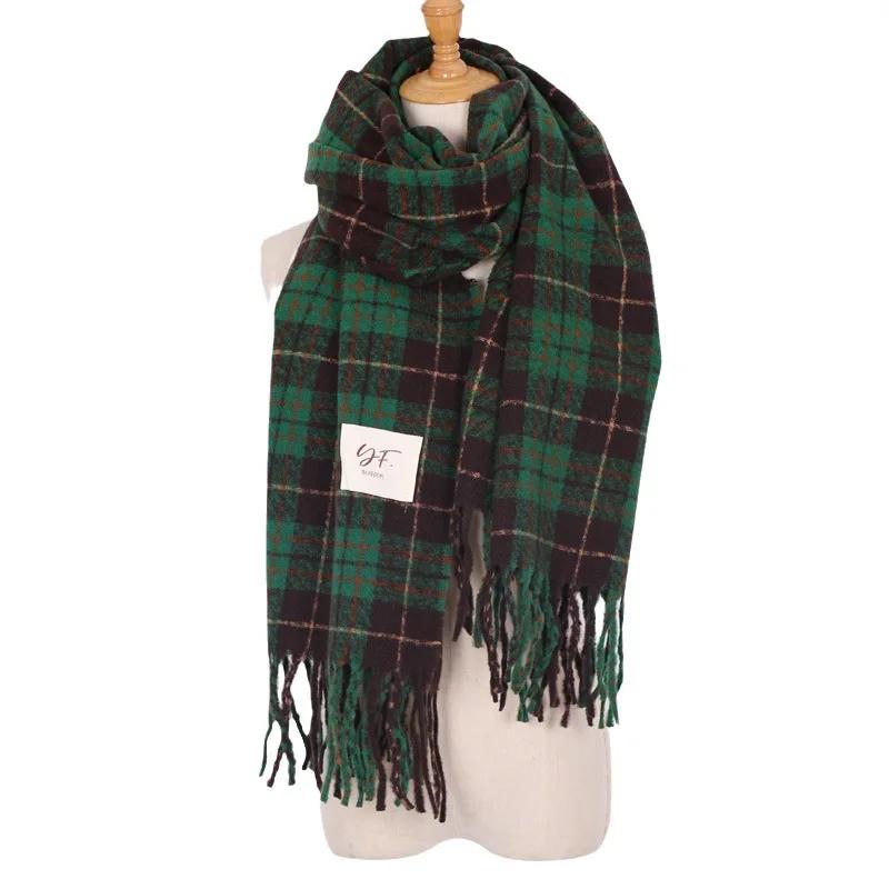 Classic Red Plaid Scarf For Women Winter Cashmere Warm Shawl Christmas Gift Thick Soft Pashmina Scarves Long Poncho Echarpe