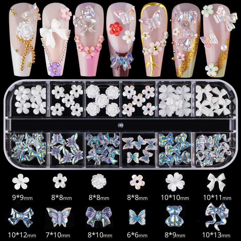 Nail Art Resin Bow & Pearl Star Tweezers Set