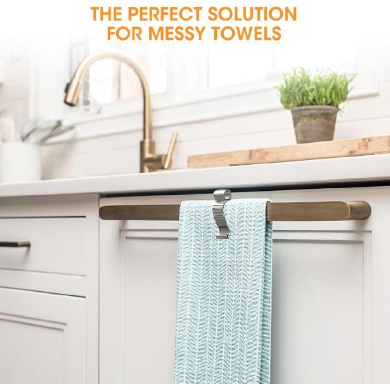 Aieve 4 Pcs Stainless Steel Towel Clips,Hand Towel Clips for Kitchen or Bathroom, Towel Holder Clips for Towel Rack,Oven Handle, Dishwasher, Stove