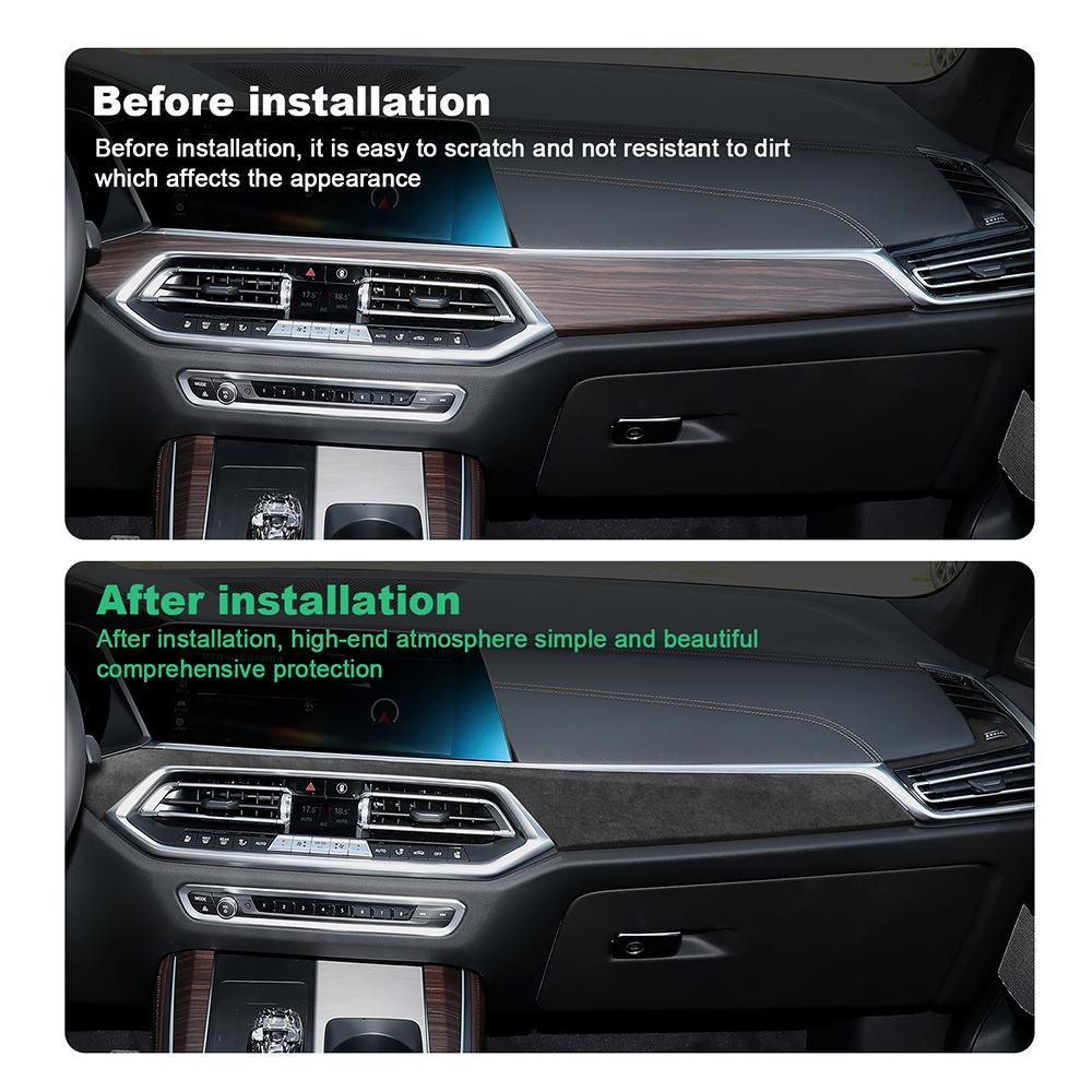 Italy Super Suede Car Co-pilot Dashboard Trim Cover for BMW X5 X6 X7 G05 G06 G07 2020-2022 Decorative Sticker LHD Accessories