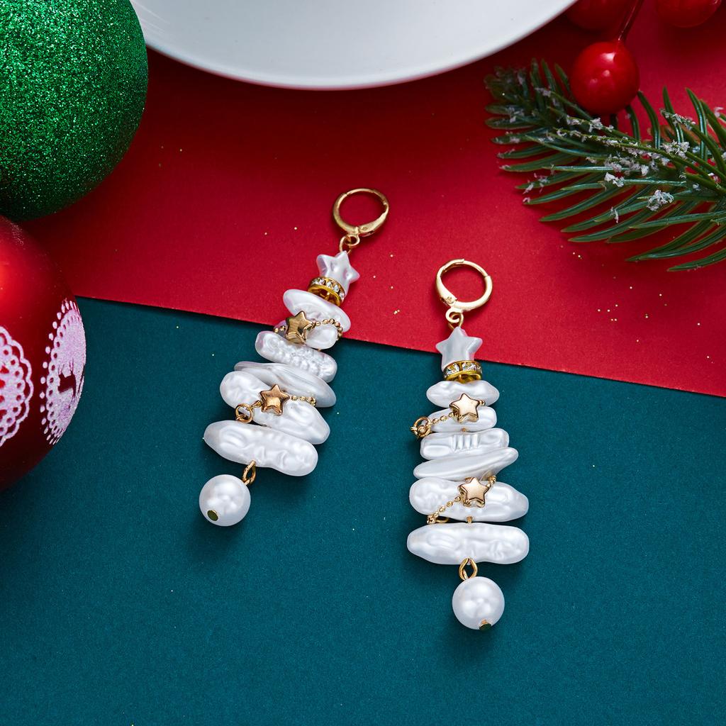 Colourful Zircon Christmas Tree Earrings For Women Sparkling Crystal Snowflake Elk Earring New Year Holiday Jewelry Gifts