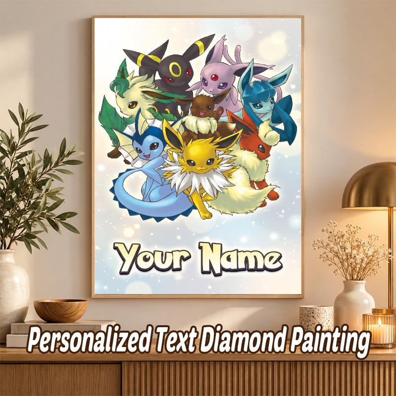 Eevee Evolutions Custom Name Diamond Painting Personalized 5D Full Drill DIY Diamond Art Home Decor