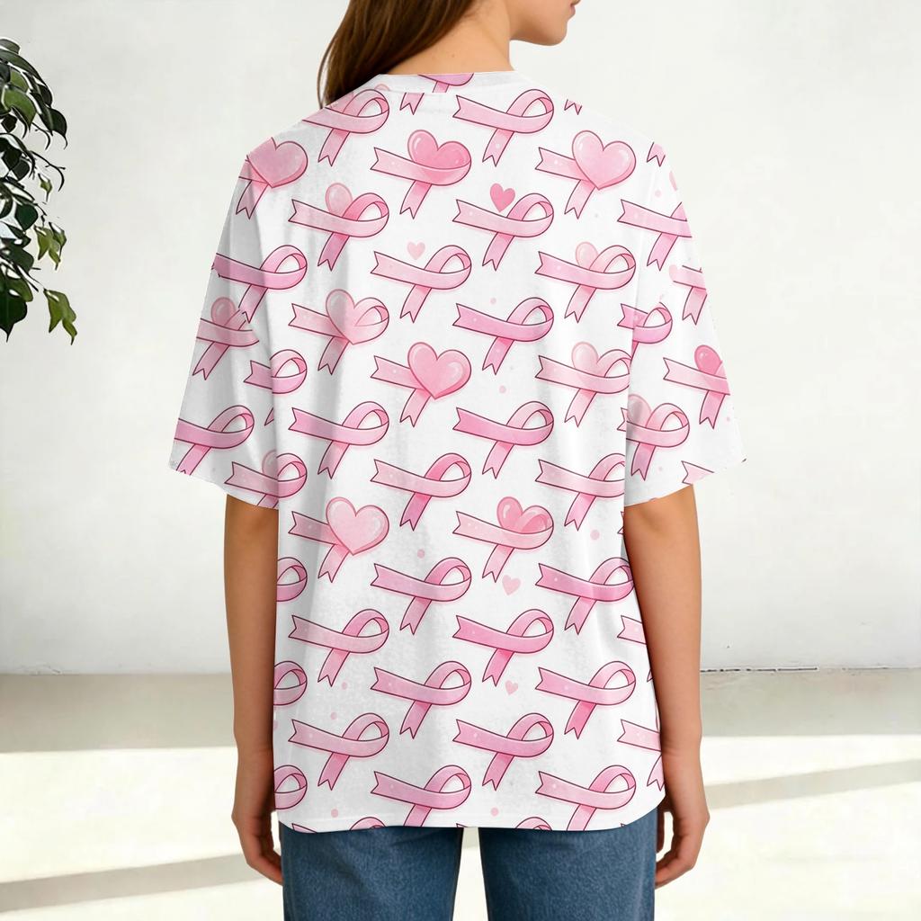 Dames Mode Casual Ronde Hals Borst Print T-shirt