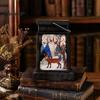 Warm LED Lantern Retro Christmas Night Light, Hand Painted Miniature Fairy Tale for Cozy Living Room Light Holiday Home Decor, Plastic Decorative Lamp