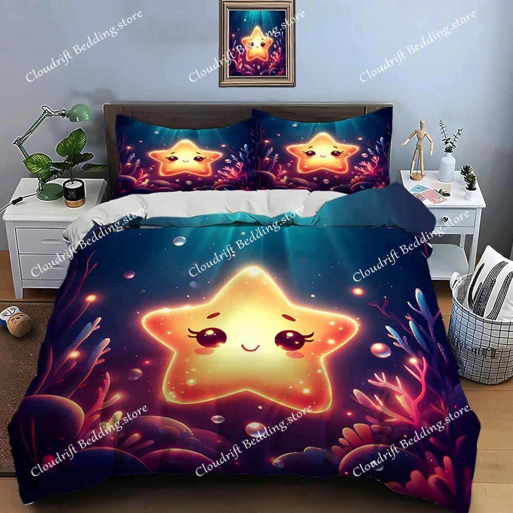 Cute Cartoon Stars Print Bedding Set Adult and Kids Bedding Set Luxury Children's Gifts Home Textileextile Luxury Gift