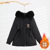 Winter new thickened pie overcomes schoolgirl models with waist and thin hooded big fur collar warm cotton-padded jacket