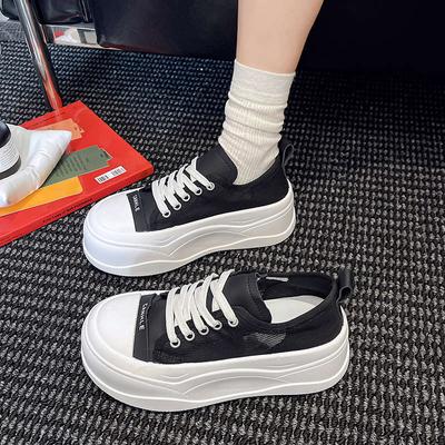 Little White Shoes Women's Summer Thin 2025 New Lightweight Breathable Mesh Muffin Shoes Small Thick-soled Heightening Board Shoes