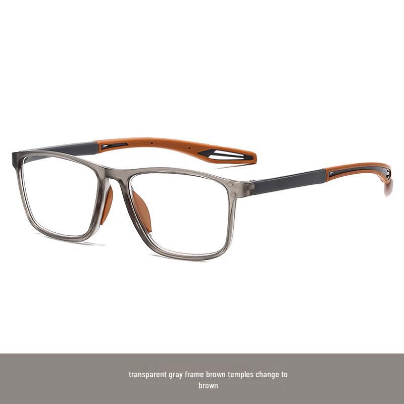 Color-Changing Anti-Slip Sports Reading Glasses with Single Vision Flat Lens, Fashionable Square Frames, TikTok Style.