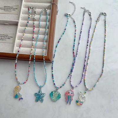 Cadena de Clavícula de Princesa Colorida: Lindo Collar de Cuentas de Dibujos Animados para Niñas