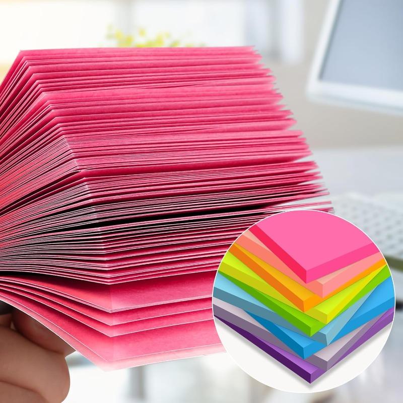 1set/6PCS Self-Stick Pads Bright Colors Sticky Note Sticky Notes Recyclable Easy To Post for Home Office Notebook