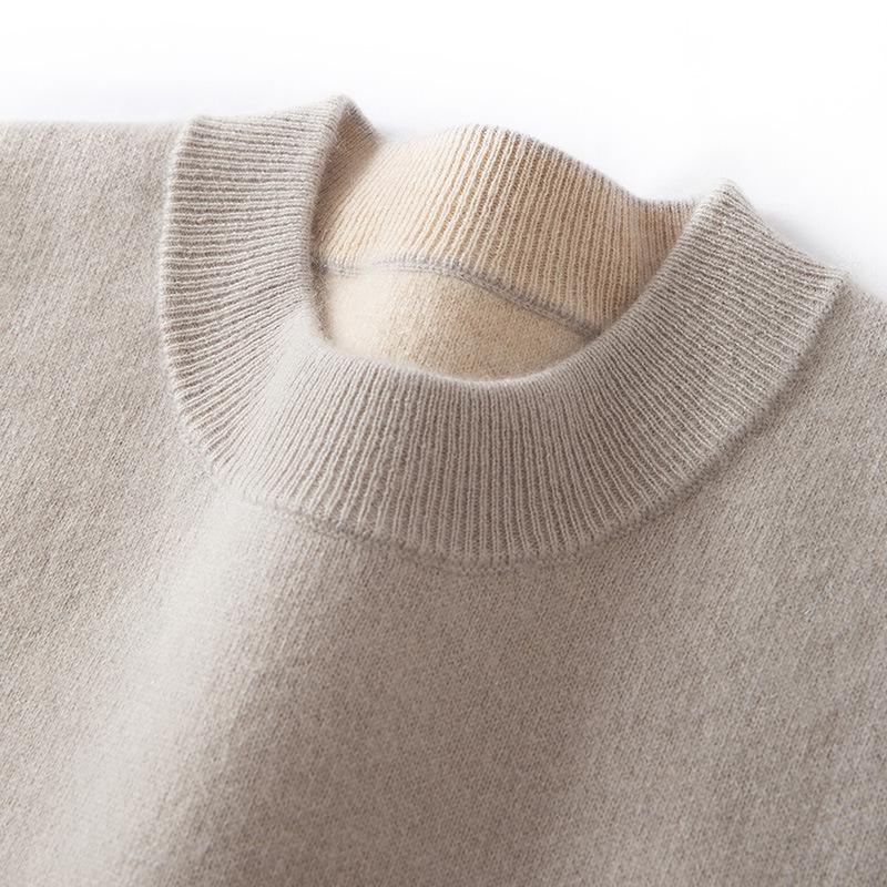 Мужской кашемировый повседневный пуловер крупной вязки с полувысоким воротником S