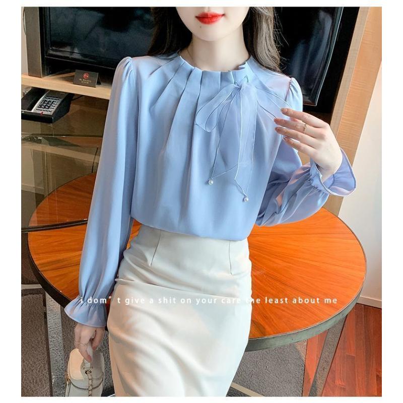 Cheffon Shirt with Bow New Fashion Casual Chic Top for Women