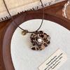 Comfortable Clavicle Chain Lightweight Flower Pendant Necklace Brown Leopard Print Fashion Neck Decoration