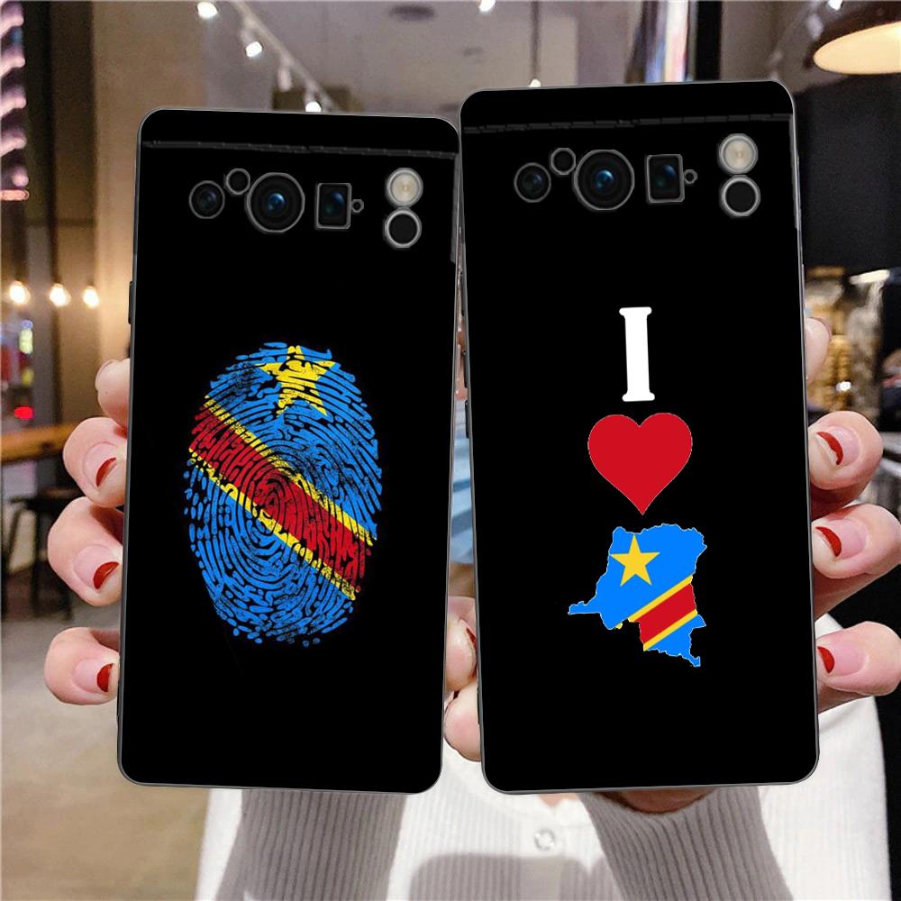 Handyhülle für Google Pixel 8 A 7 6 Pro 6A 5G Schwarz Weiche Stoßfeste Rückseite Silikon TPU Hülle Coque Kongo-Flagge