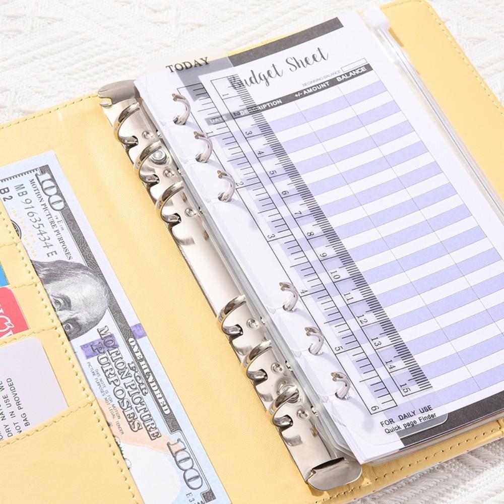 A6 Binder Notebook PU Leather Savings Book Creative Budget Binder  for Cash Budget Storage