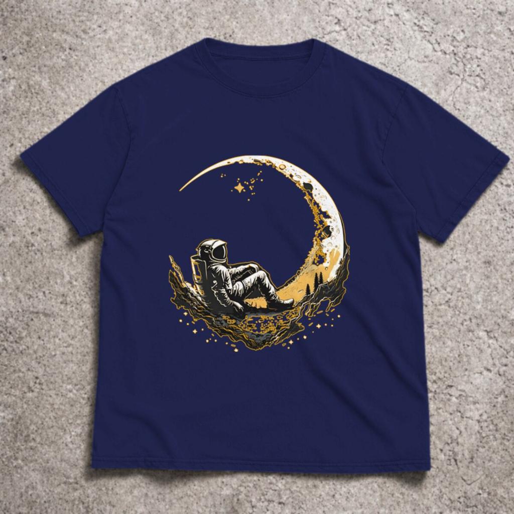 Unisexs Short Sleeve TShirt Moon Print Y2k Summer Clothes Moon Pattern Printed Casual Tops T Shirts Male Tee Top