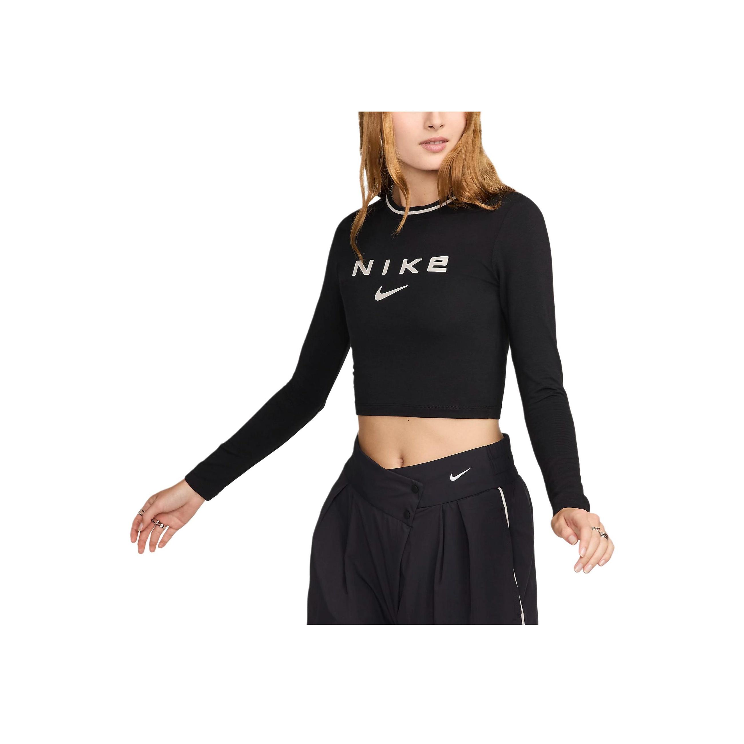 

Nike Sportswear Chill Knit Short Sleeve Fitted Crew Neck Sports Sweater Women tops Black FZ2859-010 XL