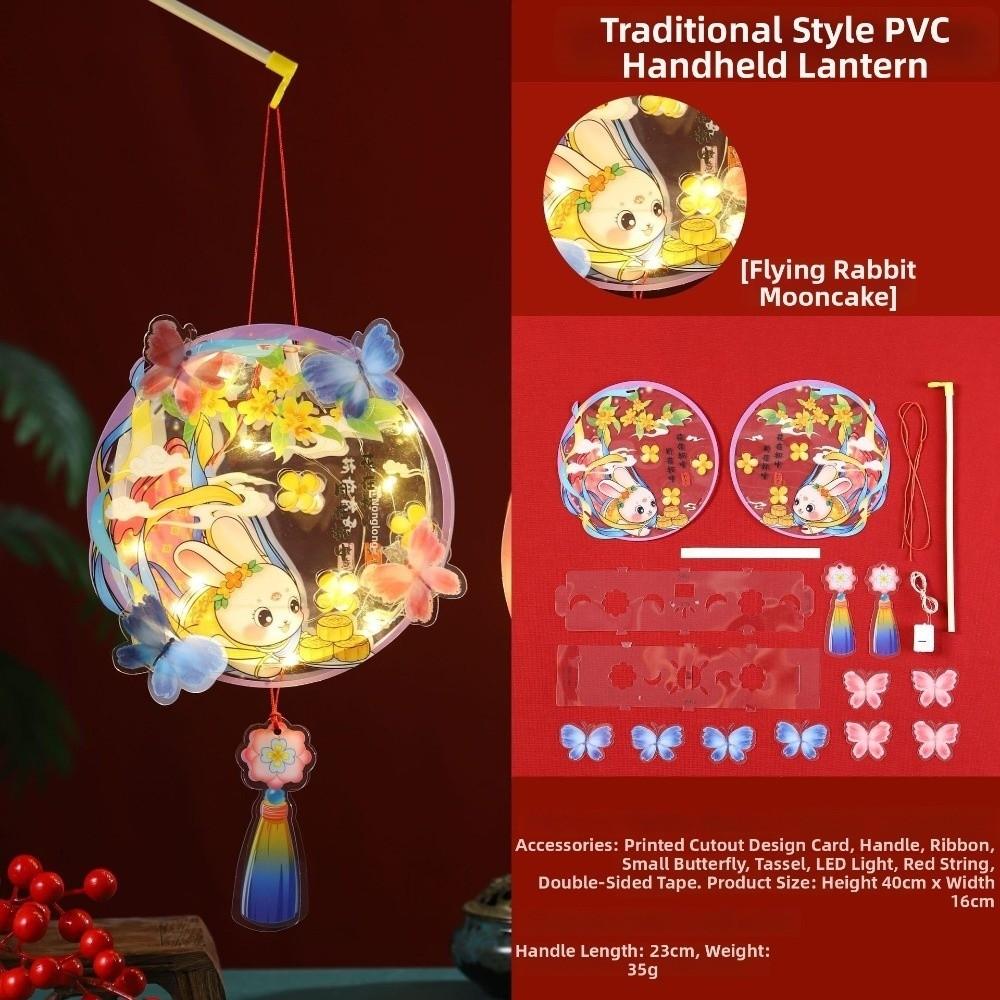 LED Glowing Mid-Autumn Festival Lantern DIY Craft Kit Cartoon Rabbit Lamp  Party Decoration