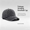 New Vintage Washed Black Baseball Cap Gradient Lotus Print Adjustable Comfortable And Versatile