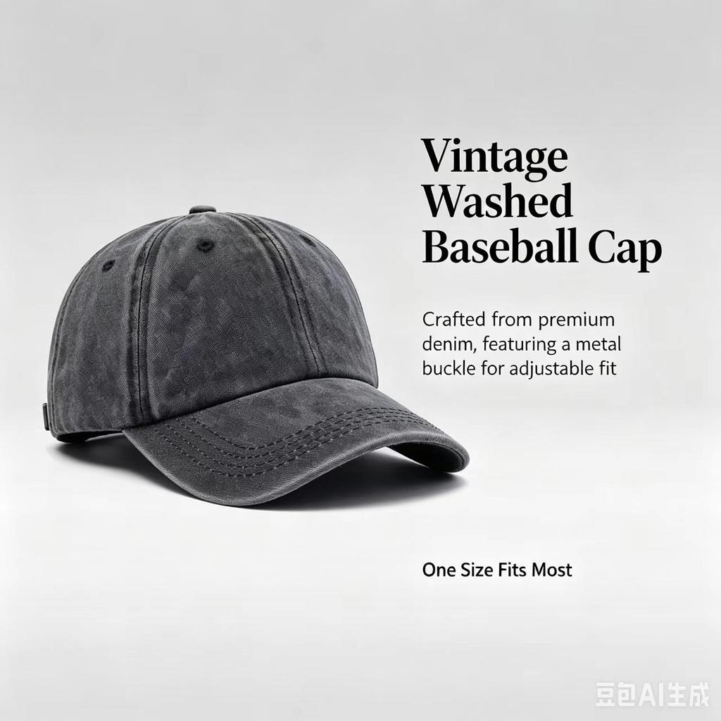 New Vintage Washed Black Baseball Cap Gradient Lotus Print Adjustable Comfortable And Versatile