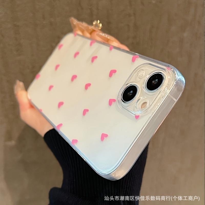 The full-screen little heart is suitable for iPhone 11/12/13/14/15/16 Pro Max transparent TPU phone cases