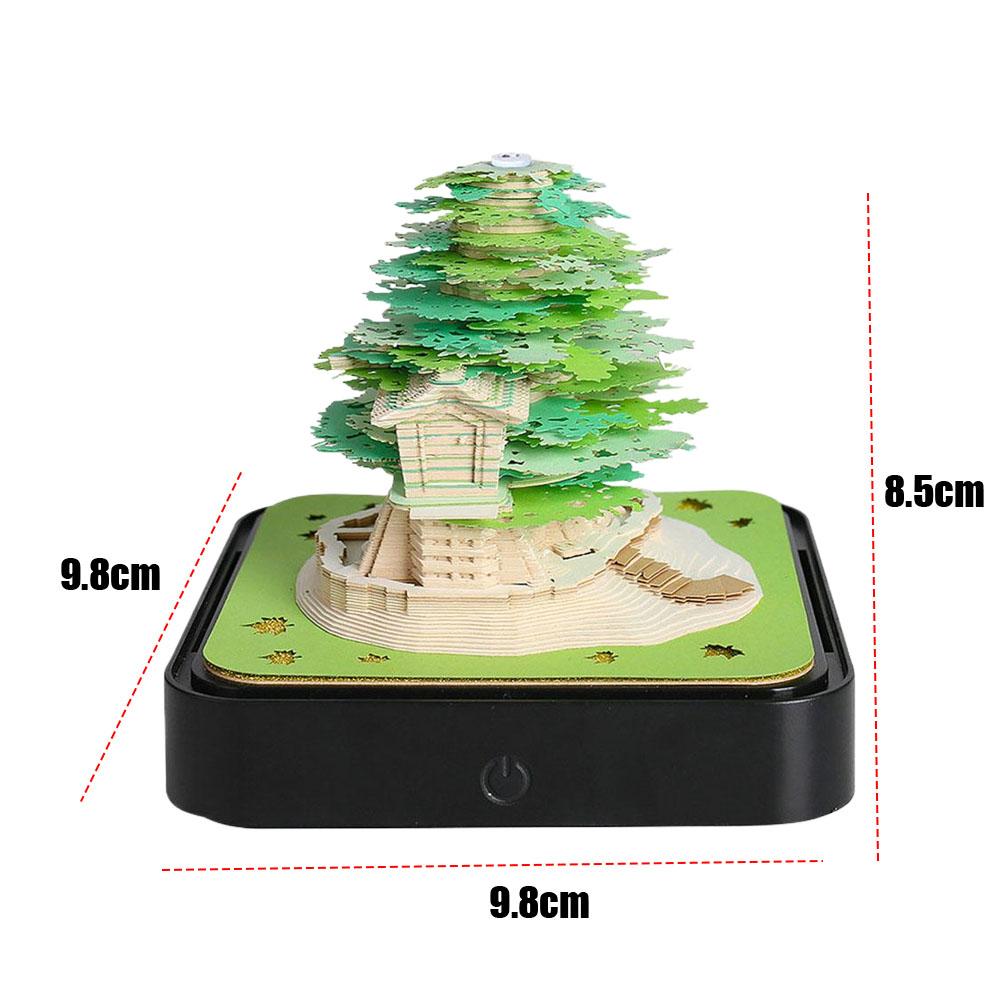 Time Piece Kalender 2026 Tischkalender mit Licht 3D Weihnachtsbaum/Baumhaus Kalender Papierschnitzkunst Notizblock Geschenke