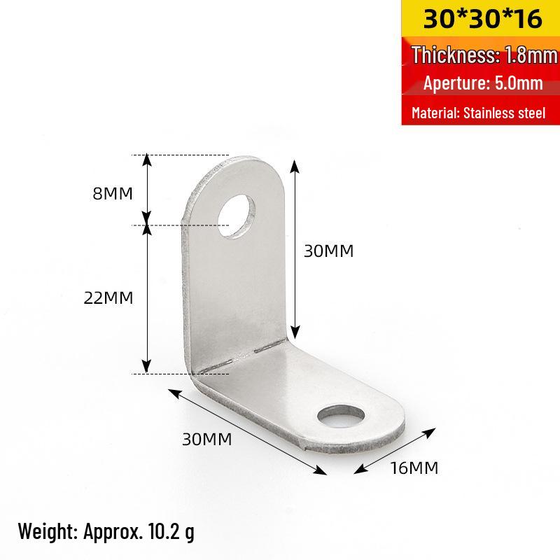 Stainless Steel 90° Right Angle Bracket for Furniture and Shelf Support