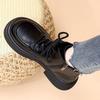 Women's Autumn/Winter Soft Leather Martin Boots, British Style, Mid Heel, Plus Cotton, Thick Sole, Versatile Ankle Boots