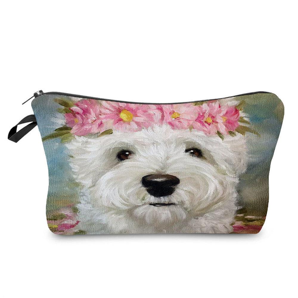 Women Dog Print Cosmetic Bag Toiletries Organize Travel Storage Case 6774