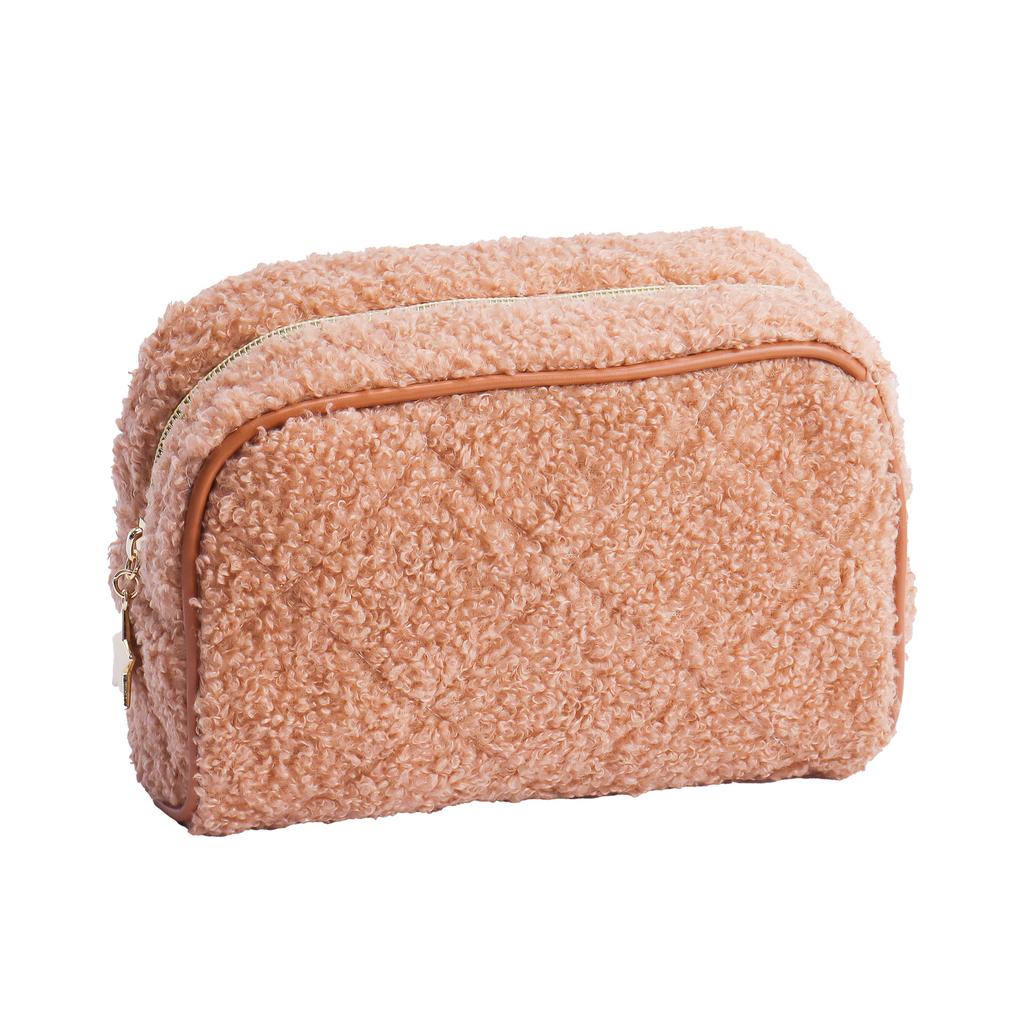 Portable Travel Fur Cosmetic Bag High Value Plush Storage Bag Handheld Bag Simple Style Stationery Pencil Case