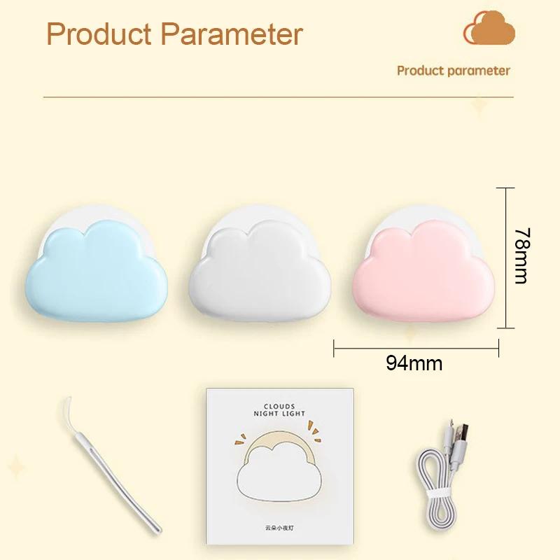 USB Wireless Night Light Mini Adorable Cloud Shape LED Night Lighst For Bedroom Baby Children Bedroom Desktop Decoration Lamps