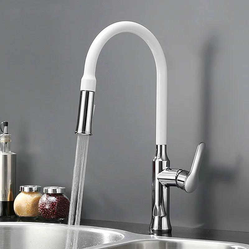 Factory Direct Polish Copper Water Saver Filter Swivel Robinet Para Torneira Chrome White Sink Mixer Pull-out Kitchen Faucet Tap