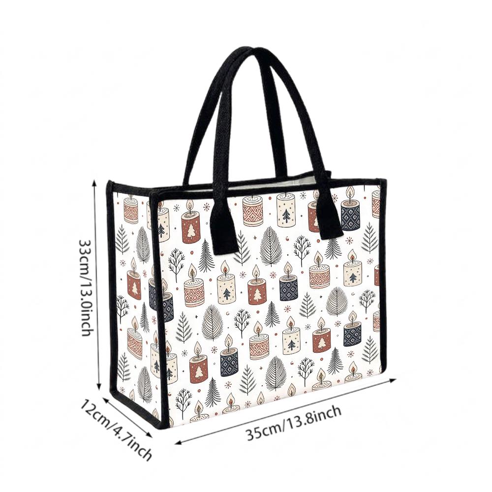 Christmas Themed Tote Bag Casual Large Capacity Canvas Shoulder Bag