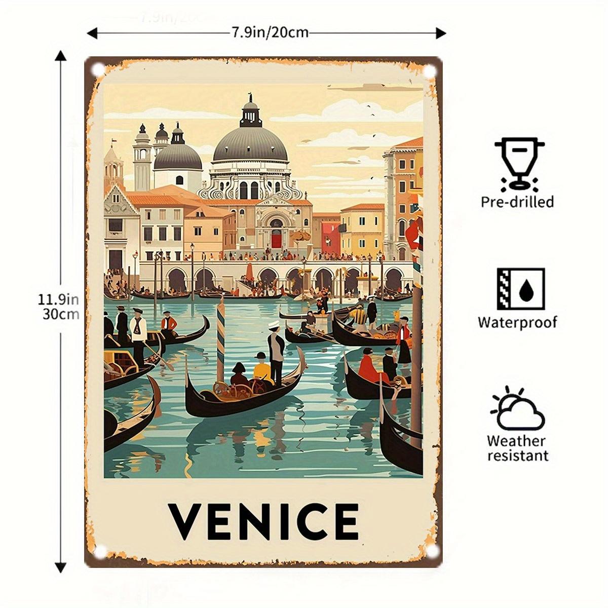 

x Inch Vintage Venice Gondola Iron Sign St Marks Basilica Canal Pattern Home Garden Bar Office 20x30cm（7.8x11.8inch）