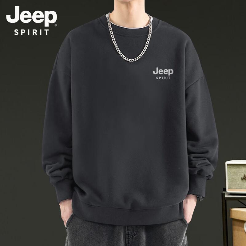 JEEP SPIRIT Men s Loose Fit Reflective LOGO Print Sweatshirt L