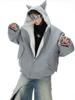 Golden Eagle Plush Reversible Hoodie - Trendy Warm Cotton Jacket for Couples