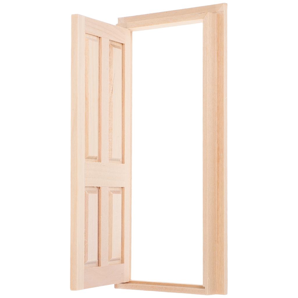 Miniature Dollhouse Furniture Set Solid Wood Blank Four Grid Door Exquisite Indoor Decoration Building Material