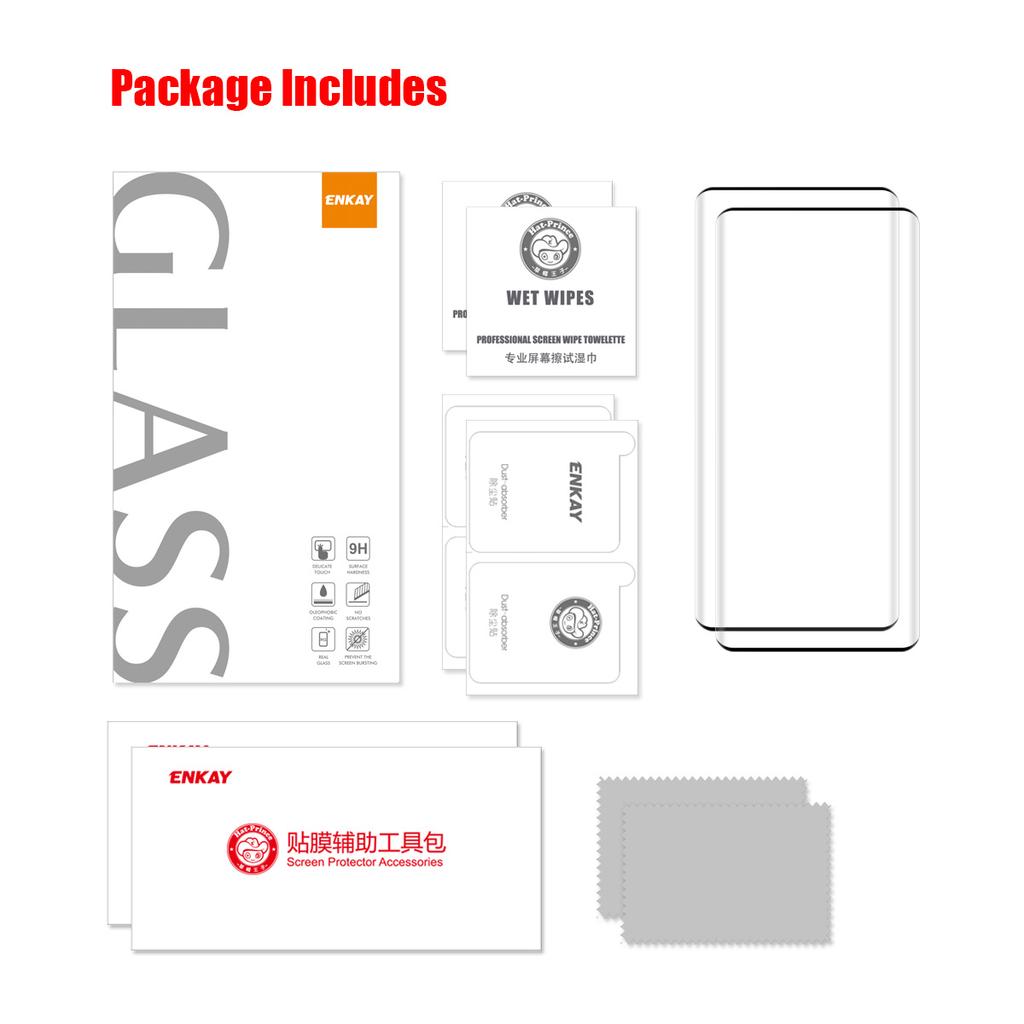 For Honor X9c 5G/Honor X60 Pro 5G 2Pcs Tempered Glass ENKAY HAT PRINCE Screen Protector Clear Screen Film Support Fingerprint Unlock