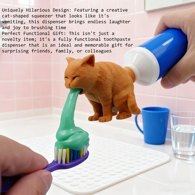 1Pc Funny Cat Butt Shape Toothpaste Squeezer, Orange Cat Tail Design