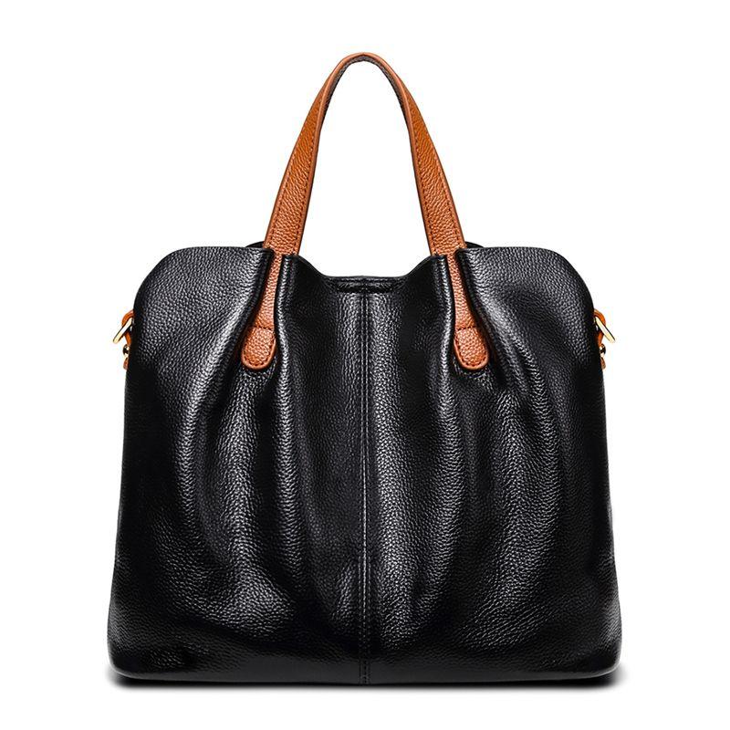 

Accessible Luxury Middle-Aged Ladieswear Satchel Shoulder Leather Women Bag Black