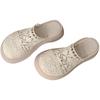 Mode frauen Sommer slipper 2024 Neue Spitze Höhlte-out Mesh slipper Rock Baumwolle Leinen Sandalen frauen Plattform urlaub hausschuhe
