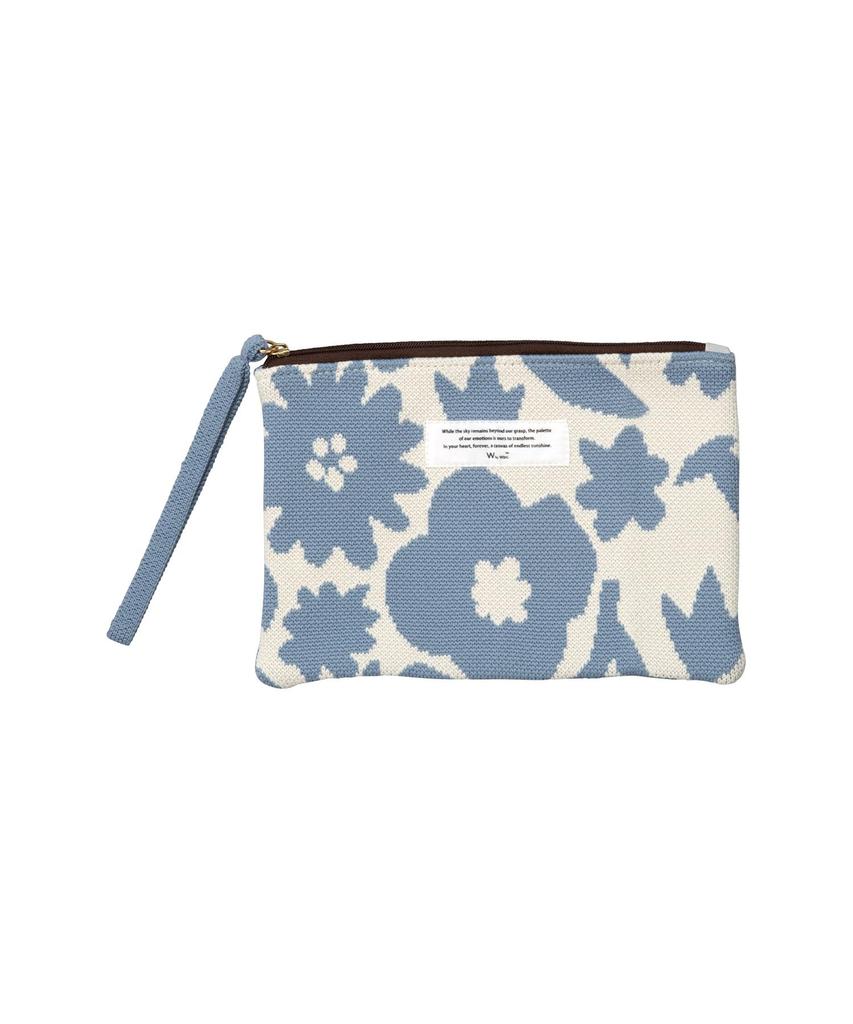 Patterns Knitted Flat Pouch Flower and Bird Blue Machine Washable Floral Pattern Stylish Cute Cosmetic Pouch Small Item Case Commuting to Work or