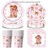 Pink Denim Birthday Party Decoration Tableware Plate Cup Napkin Tablecloth Laqi For Baby Shower