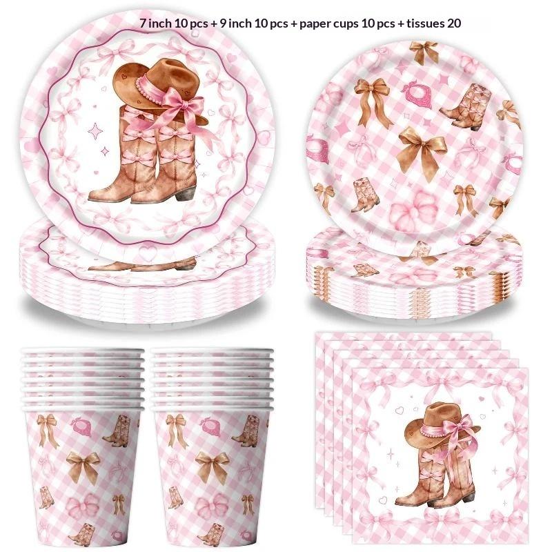 Pink Denim Birthday Party Decoration Tableware Plate Cup Napkin Tablecloth Laqi For Baby Shower