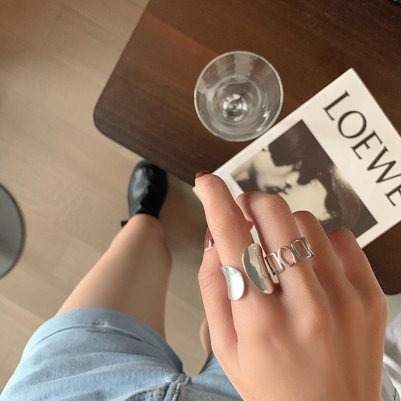 Silver Contemporary 925 Adjustable Ring Featuring Beautifully Crafted Design Hollow