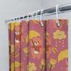 Adorable Animal Umbrella Shower Curtain Set For Bathroom Decor With Fall Colors Pink, Yellow Orange Floral Pattern Perfect Gift