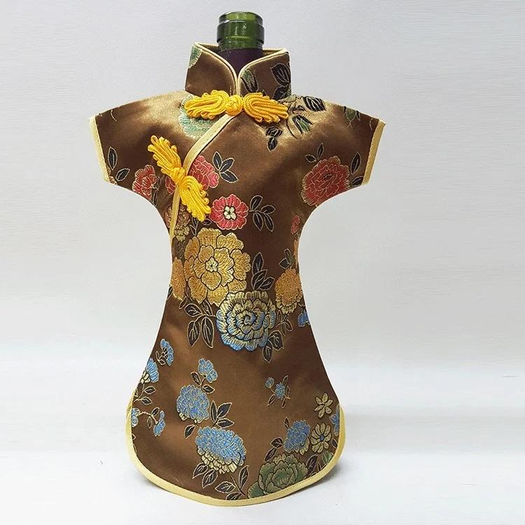 Классический китайский женский ципао чехол для бутылки вина одежда чехол для бутылки вина подарочная упаковка для вина tan
